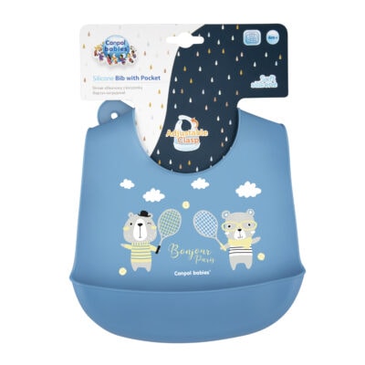 Canpol Bavoir en silicone avec poche "Bonjour Paris" Bleu 74/027