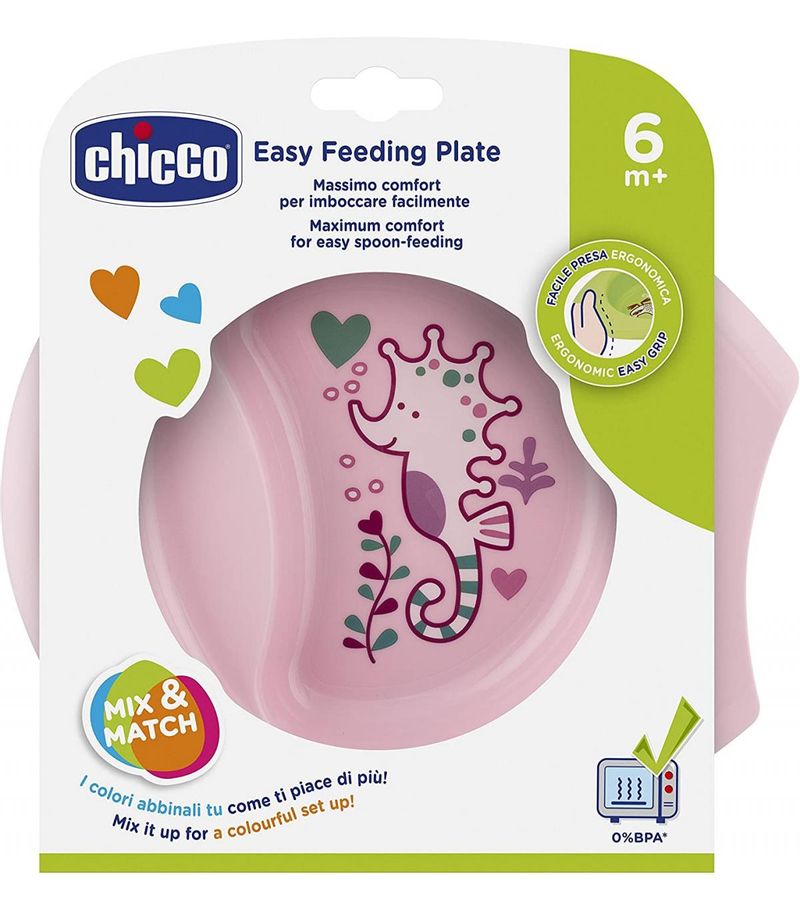 Chicco easy feeding assiette creuse décorée avec rebord 6 mois+