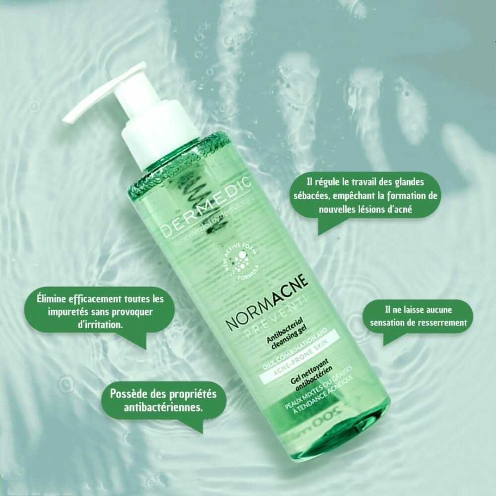 Dermedic normacne gel nettoyant antibactérien 200 ml maparatunisie