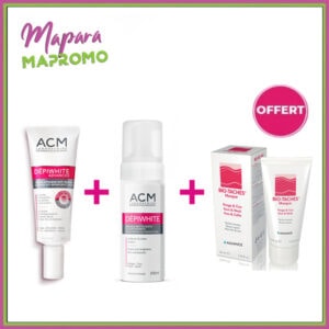 Acm dépiwhite advanced crème dépigmentante 40ml + acm depiwhite mousse nettoyante eclaircissante 200ml + biotaches masque 100ml (offert)