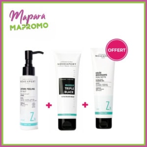 Novexpert crème peeling de nuit 40ml + masque triple black trio zinc 70g + gelee moussante peau nette (offert)