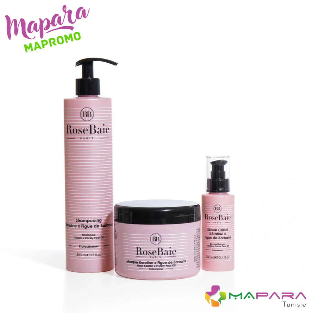 Rosebaie trio figue de barbarie shampoing masque et sérum