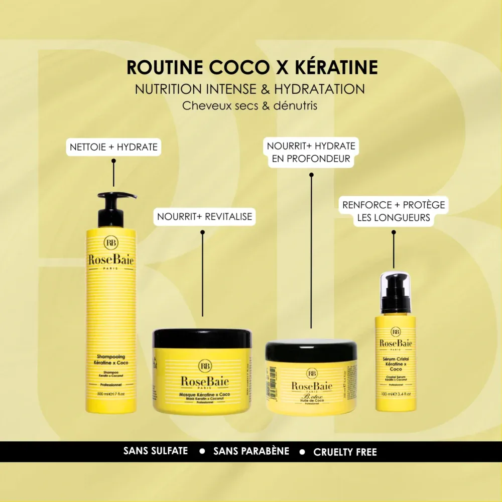 Rosebaie trio coco shampoing masque et sérum
