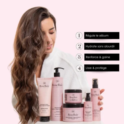 Rosebaie trio figue de barbarie shampoing masque et sérum Routine-soins-cheveux-gras