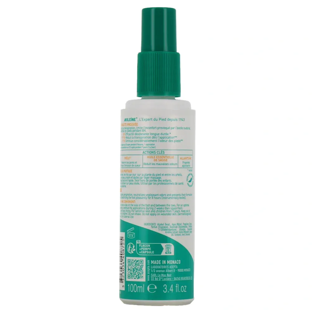 Akileine deo anti transpirant vaporisateur 100ml