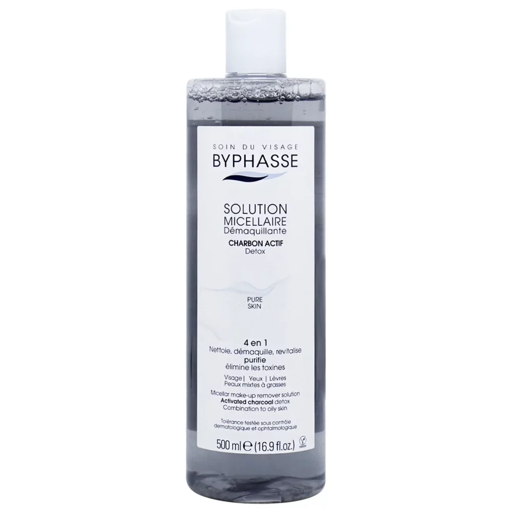 Byphasse solution micellaire demaquillante 4 en 1 au charbon actif 500ml maparatunisie