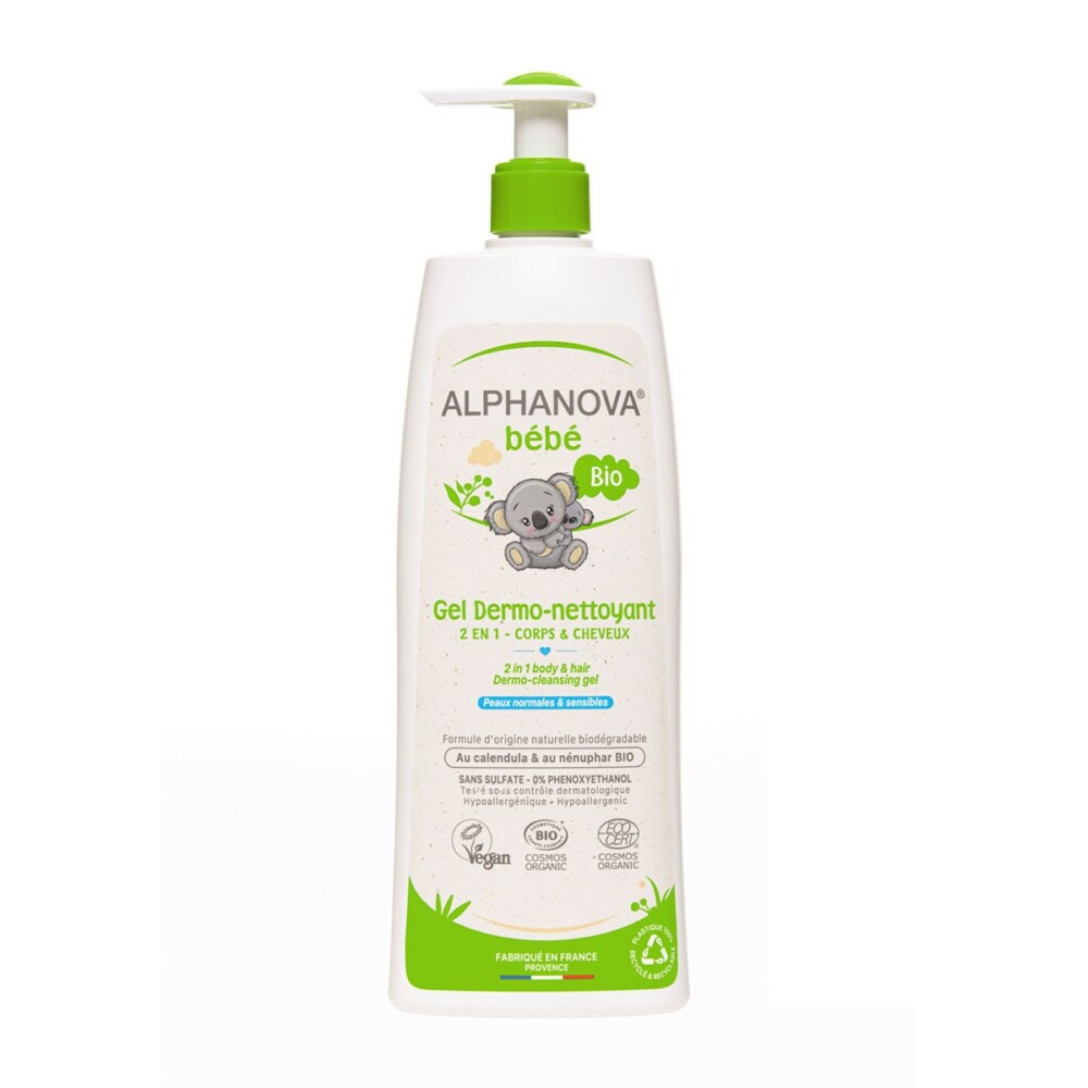 Alphanova bebe bio gel dermo-nettoyant 2en1 corps et cheveux 500ml