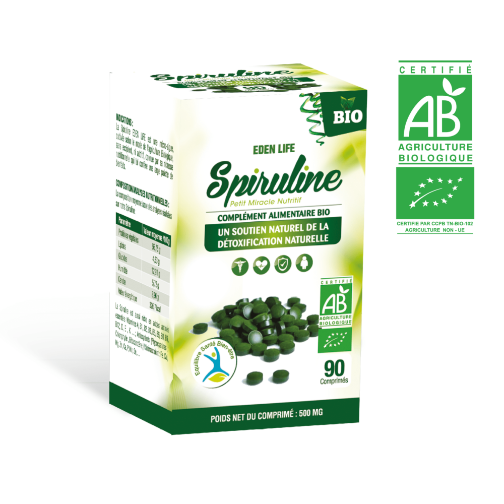 Eden life spiruline 90 comprimes maparatunisie