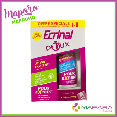 Ecrinal pack anti poux lotion + shampooing (peigne offert)