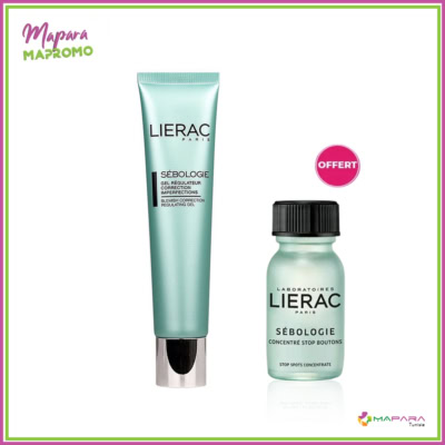 LIERAC Gel Sebo-Regulateur Correcteur Matifiant + Sebologie Concentre Stop Bouton Offert