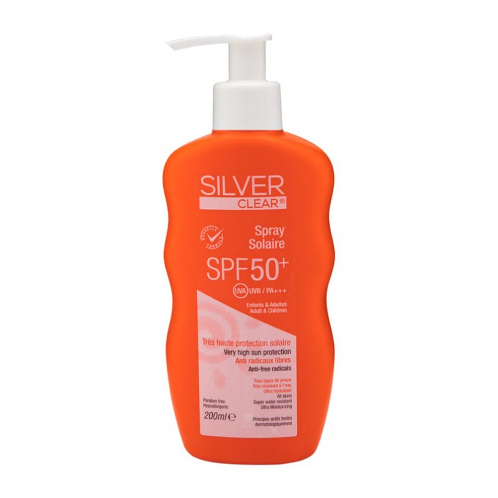 Silver clear spray solaire spf50