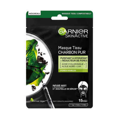 GARNIER SKINACTIVE MASQUE TISSU AU CHARBON PUR PURIFIANT & HYDRATANT