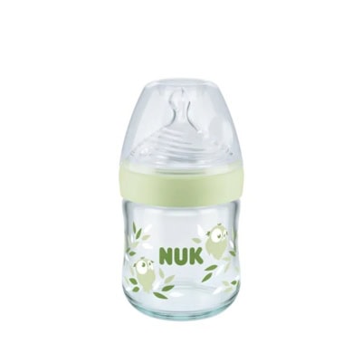 NUK Biberon Nature Sens Avec Temperature Control En Verre Vert 120 ml