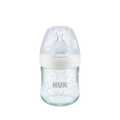 NUK Biberon Nature Sens En Verre Avec Temperature Control Blanc 120 ml