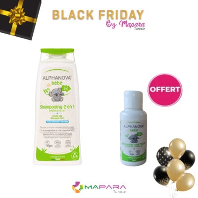 ALPHANOVA Bebe Bio Shampooing Croute de Lait 2en1 200ml + Gel Lavant 50ml (Offert)