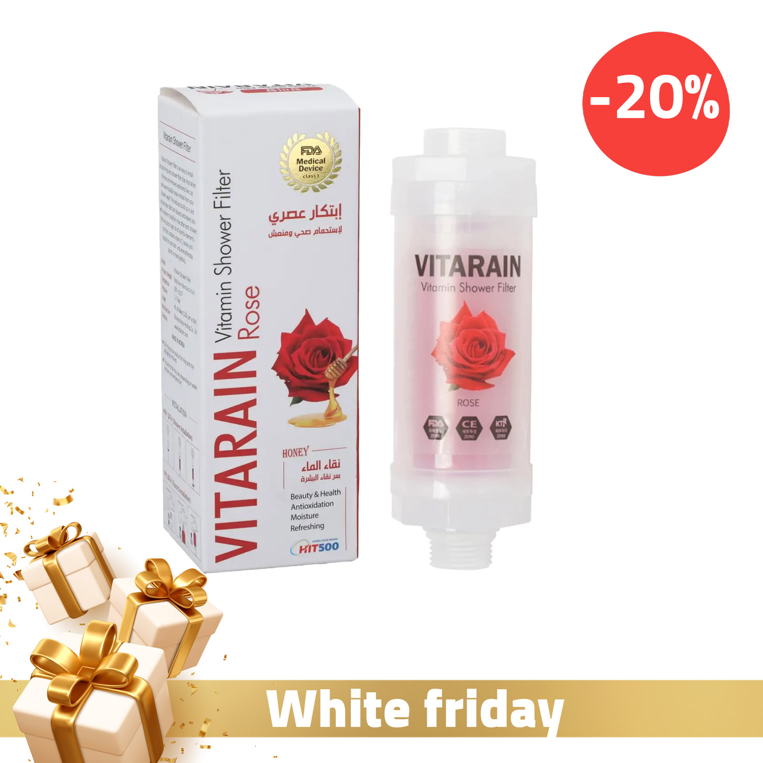 Vitarain filtre de douche à la vitamine à la rose Vitarain filtre de douche à la vitamine à la rose