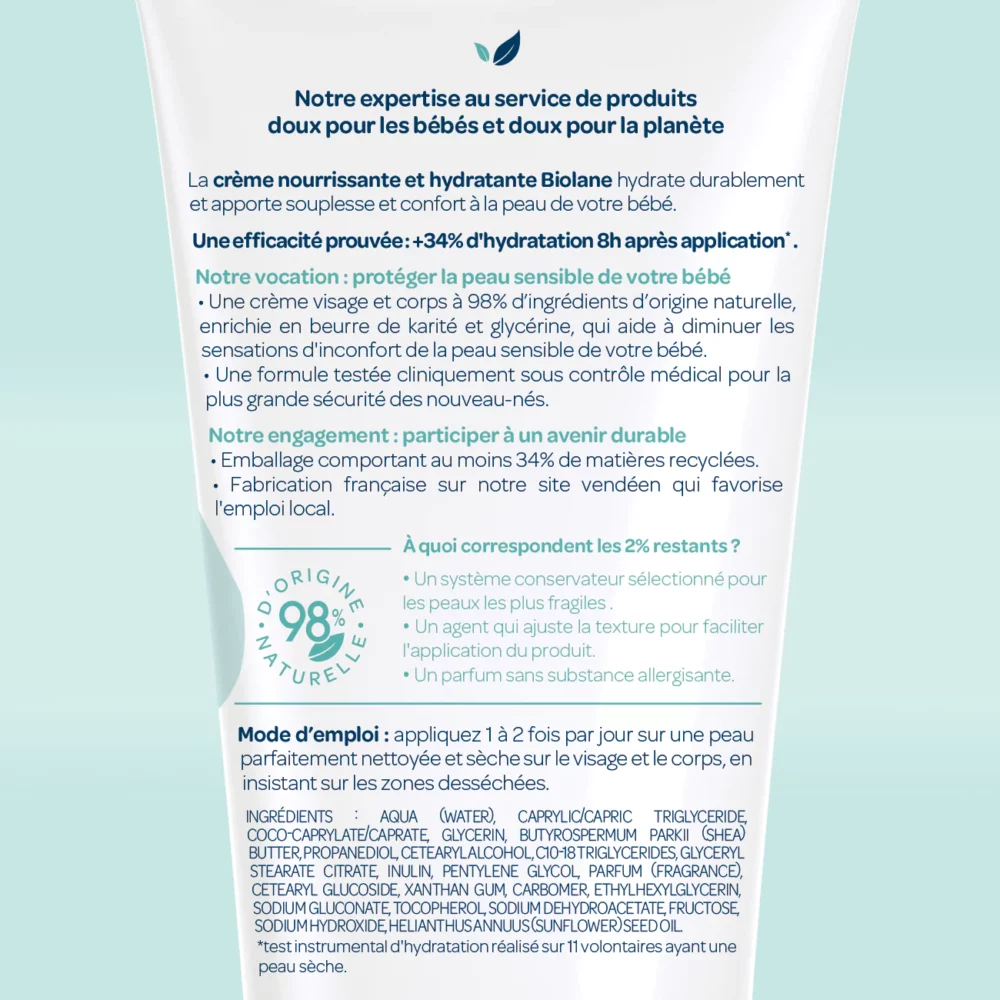 Biolane crème nourrissante et hydratante