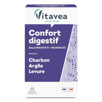 Vitavea Confort Digestif - Charbon + Levure + Argile 45 Gélules