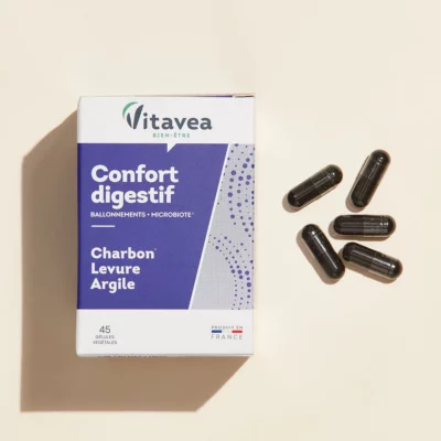 Vitavea Confort Digestif - Charbon + Levure + Argile 45 Gélules