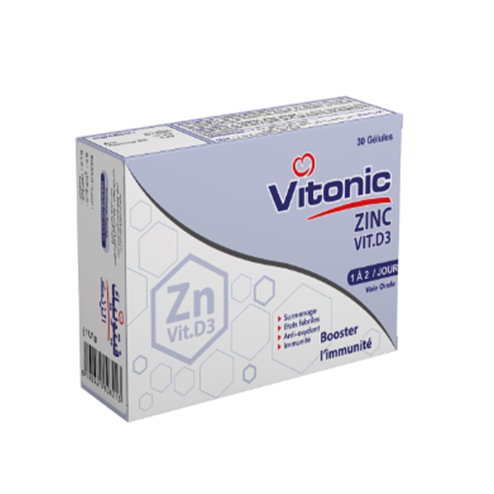 Vitonic zinc vit. D3 booster l'immunité 30 gélules