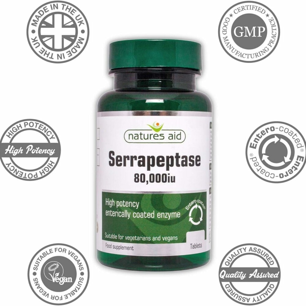 Natures aid serrapeptase 80000iu 90 gélules