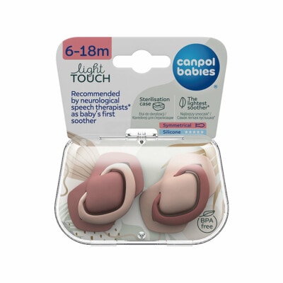 Canpol 2 sucettes toucher léger 6-18m symétrique pure color rose 22/656
