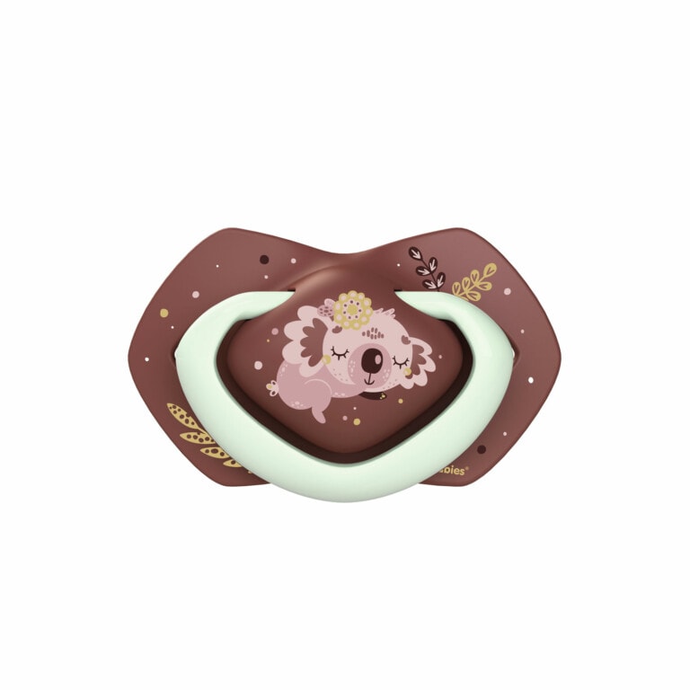 Canpol 2 sucettes light touch 18m+ symétrique brille dans le noir sleepy koala rose 22/660