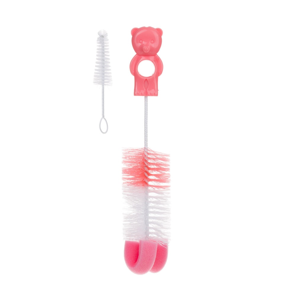 Canpol brosse pour biberons et tétines avec éponge rose