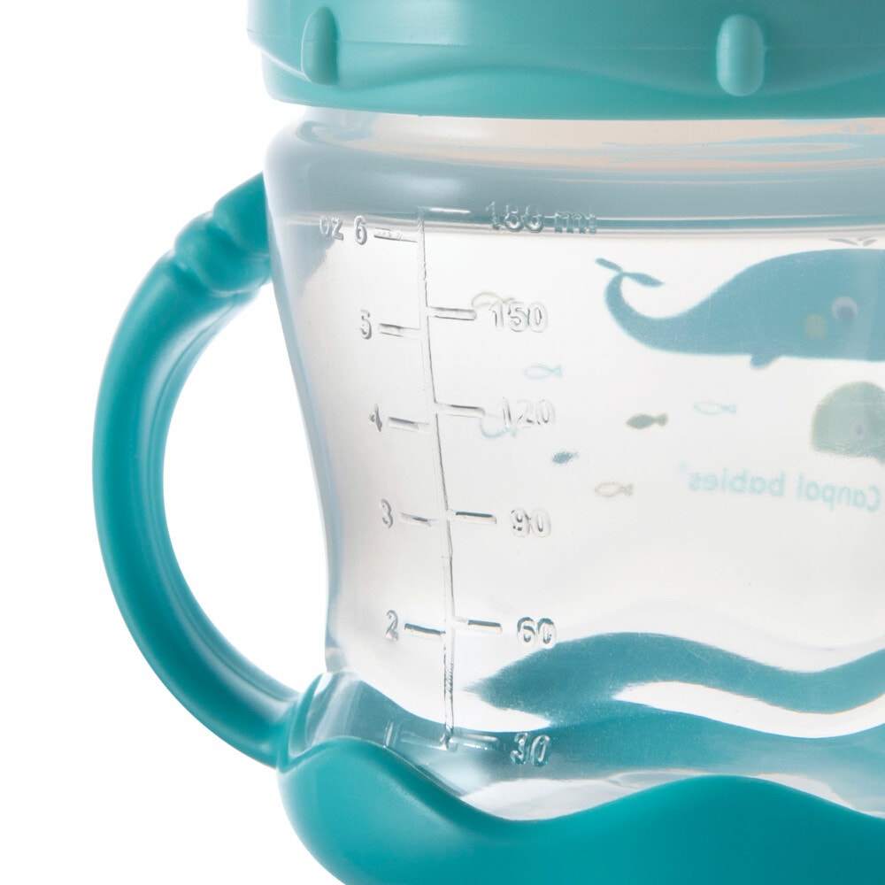 Canpol tasse anti-déversement bec silicone 180ml love&sea bleu 57/300