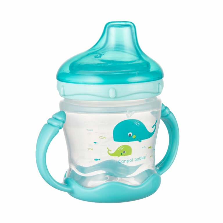 Canpol Tasse Anti-Déversement Bec Silicone 180ml LOVE&SEA Bleu 57/300