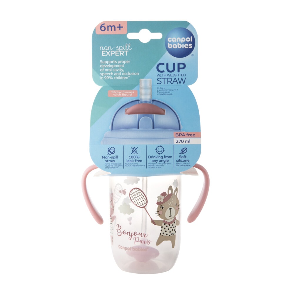 Canpol tasse anti-fuite avec paille lestée bonjour paris 270ml 56/607