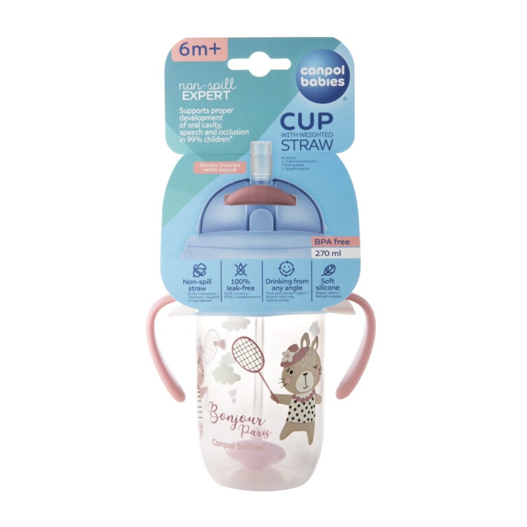 Canpol tasse anti-fuite avec paille lestée bonjour paris 270ml 56/607