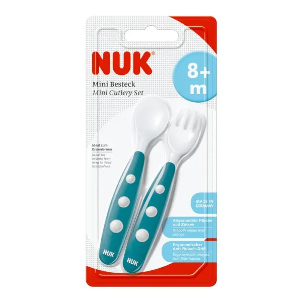 NUK Couverts (cuillère et fourchette) 8m+ Bleu