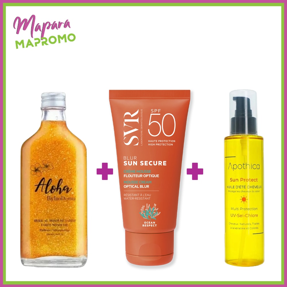 Trio Aloha Gold + SVR Blur + APOTHICA SUN Huile d’été Protectrice Pour Cheveux