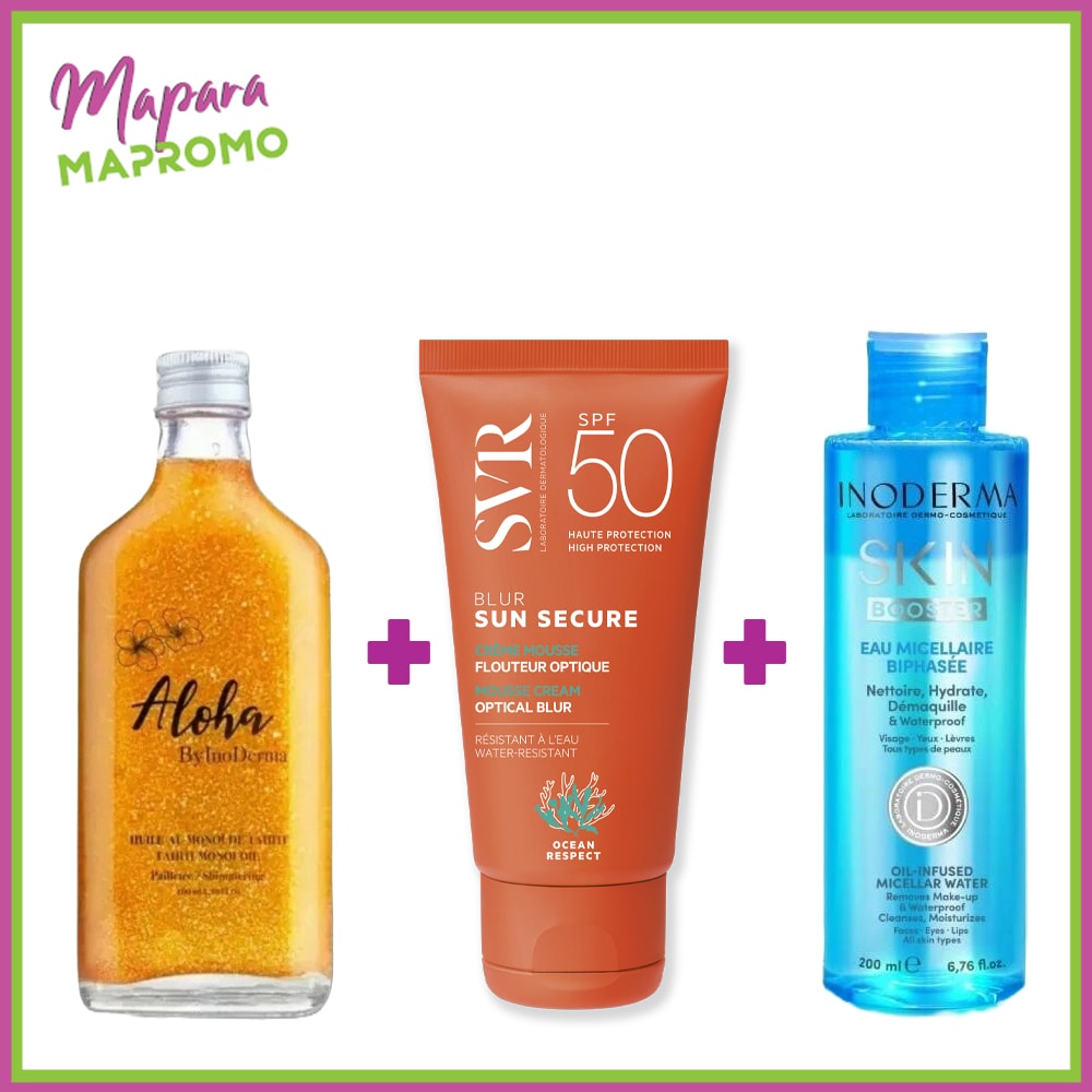 Trio Aloha Gold + Inoderma Eau Micellaire Biphasee + SVR Blur