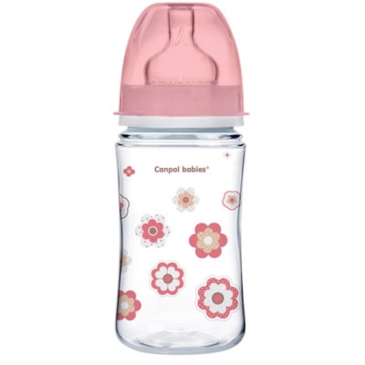 CANPOL BABIES Biberon Anti Colique Col Large 240ml Nouveau Ne - Rose - 35/217