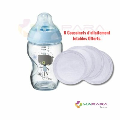 TOMMEE TIPPEE Colser To Nature Biberon En Verre 250ml Ours Bleu + Coussinets Offert