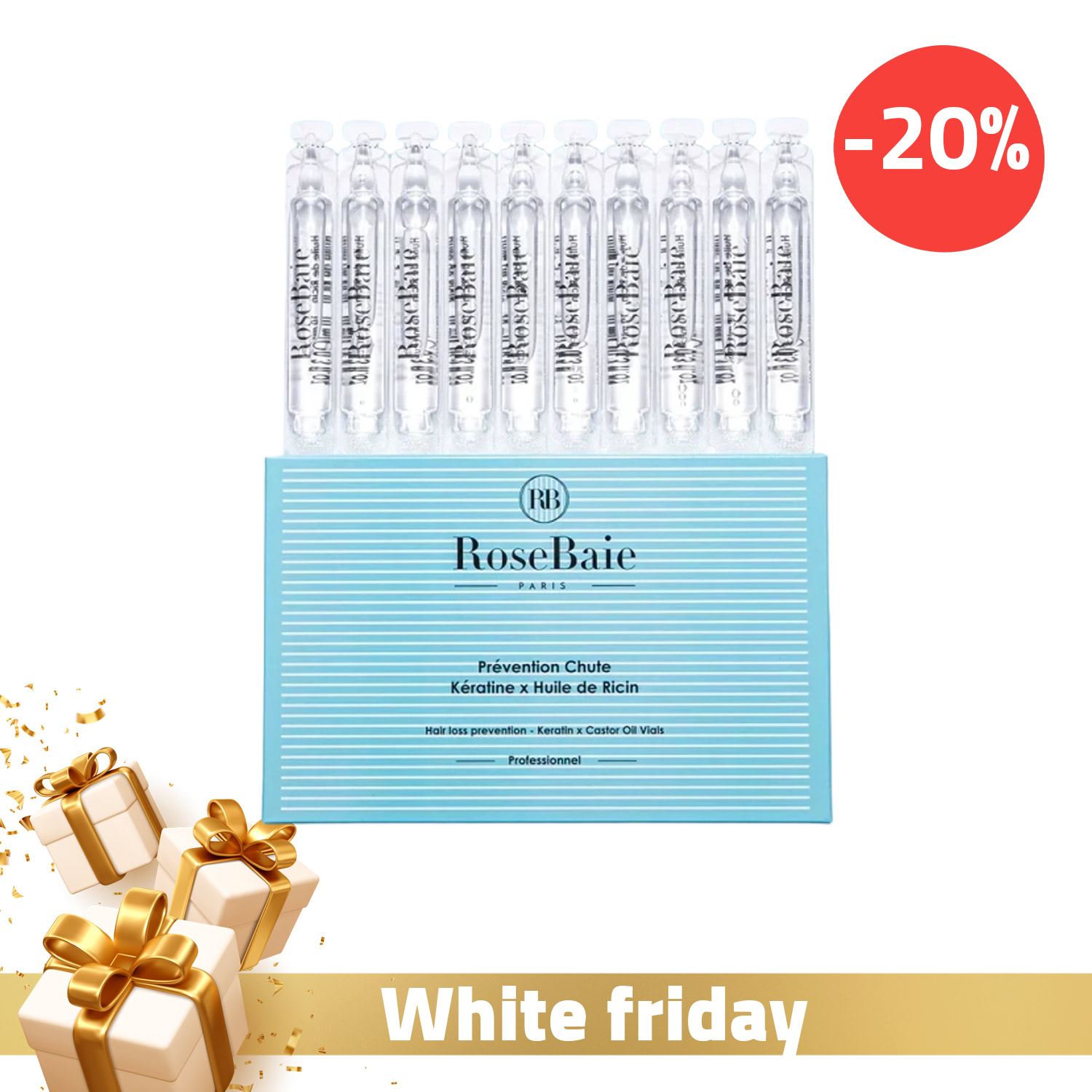 Rosebaie ampoules prévention chute ricin x kératine Rosebaie ampoules prévention chute ricin x kératine