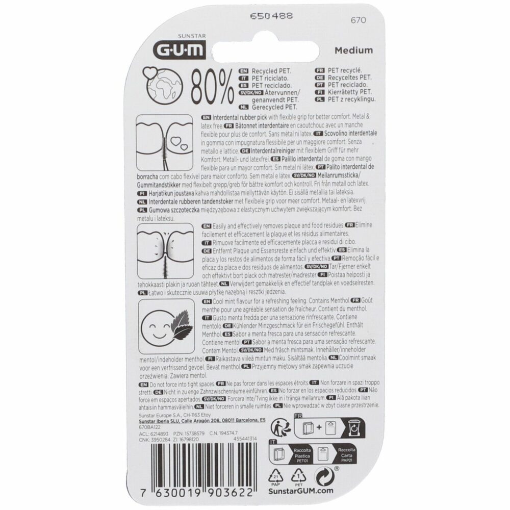Gum brossette interdentaire soft picks confort flex medium menthe 670