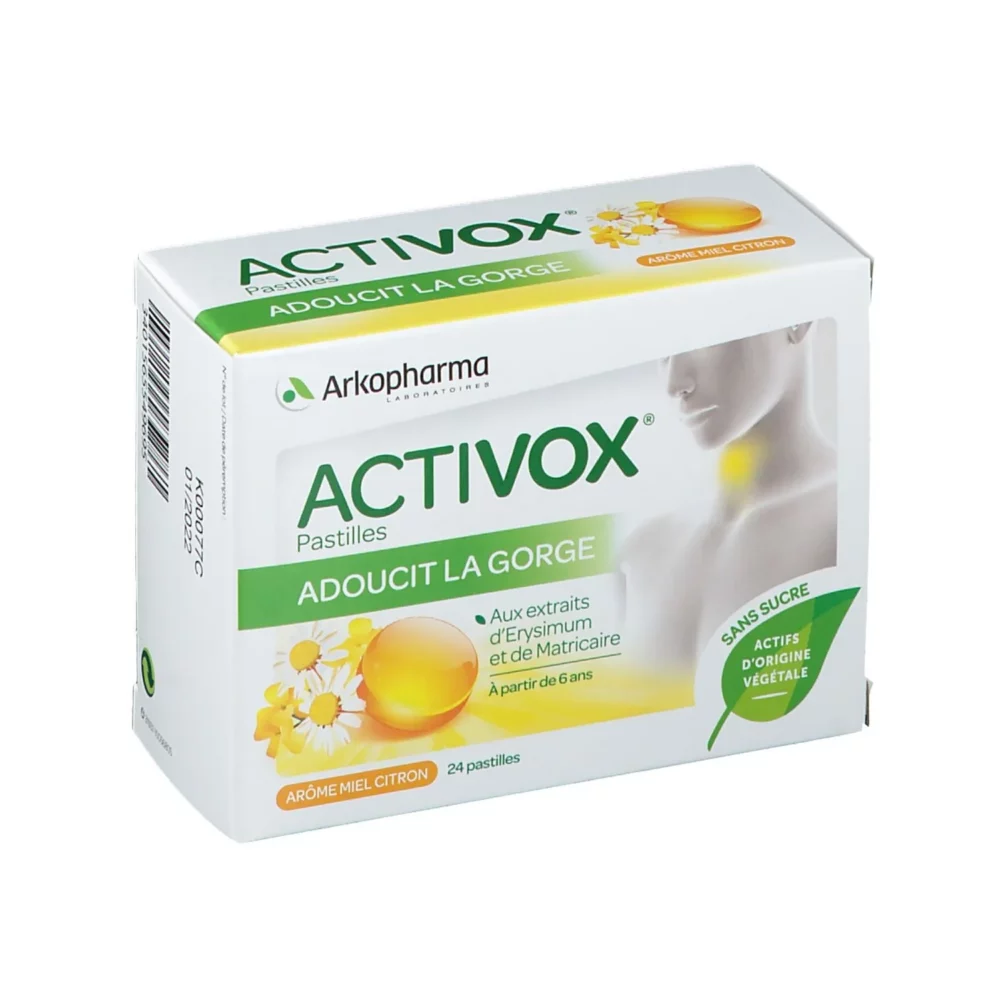 Activox miel citron sans sucre 24 pastilles