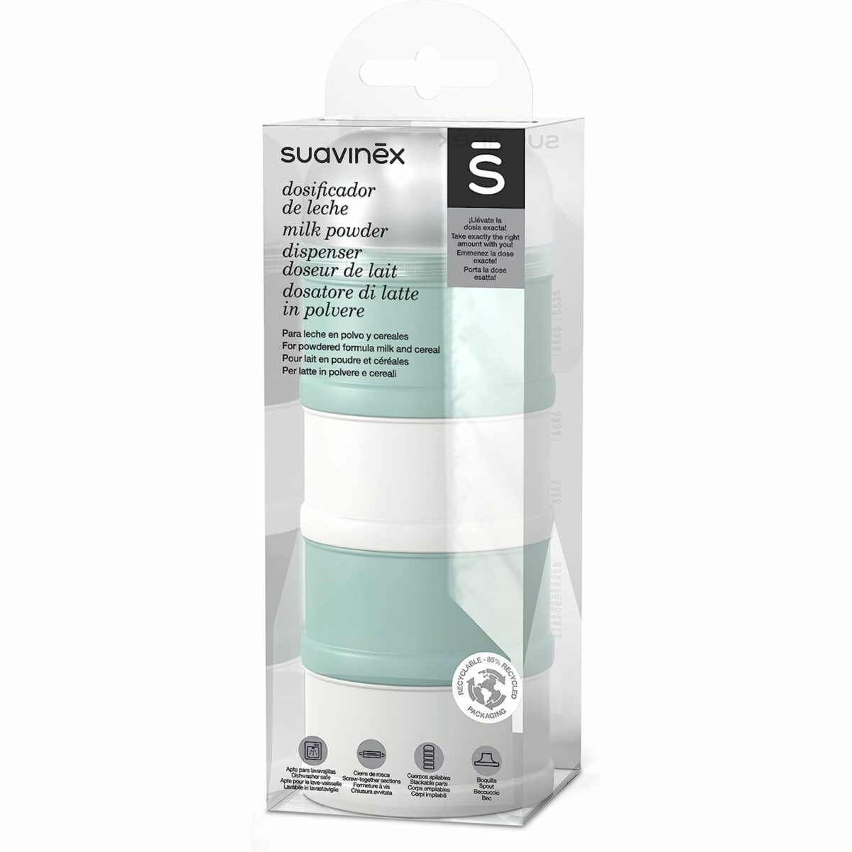 MAM | Boîte Doseuse De Lait (coloris Aléatoire) – Boîte Doseuse Transparente Pour Lait En Poudre – Doseur De Lait Pour Bébé Facile à Remplir Et à Emporter Avec 3 Compartiments