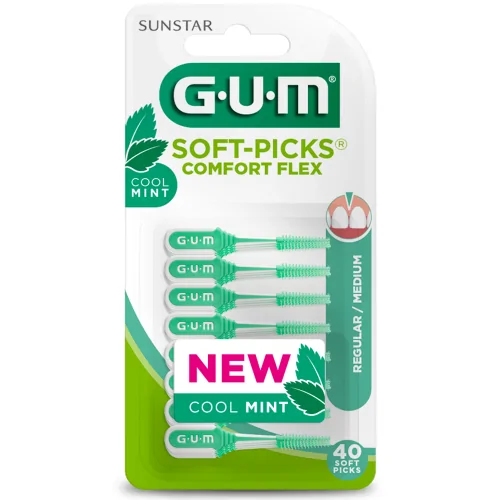 Gum soft-picks comfort flex brossettes interdentaires médium cool mint 670