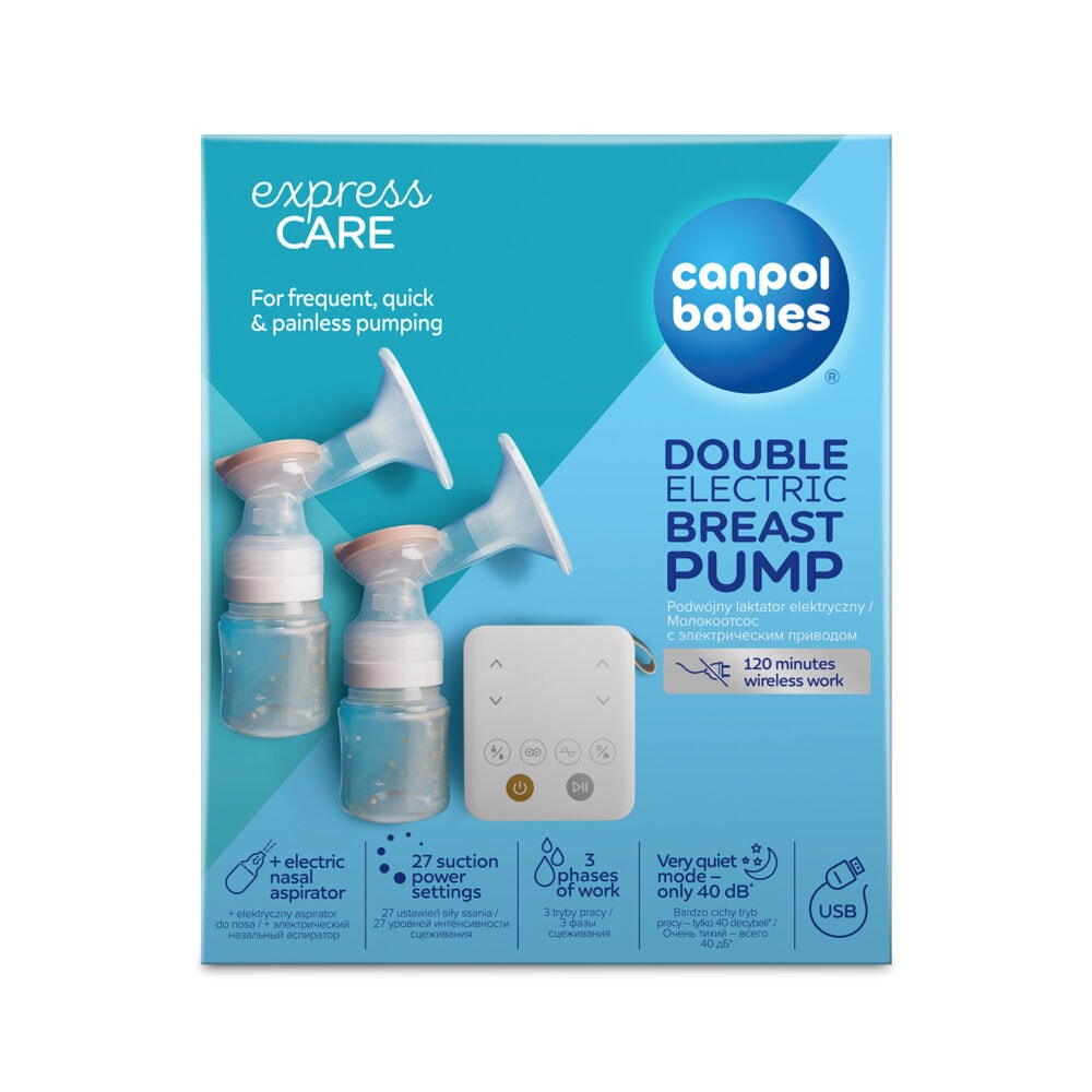 Canpol tire-lait électrique double expresscare avec aspirateur nasal 12/212