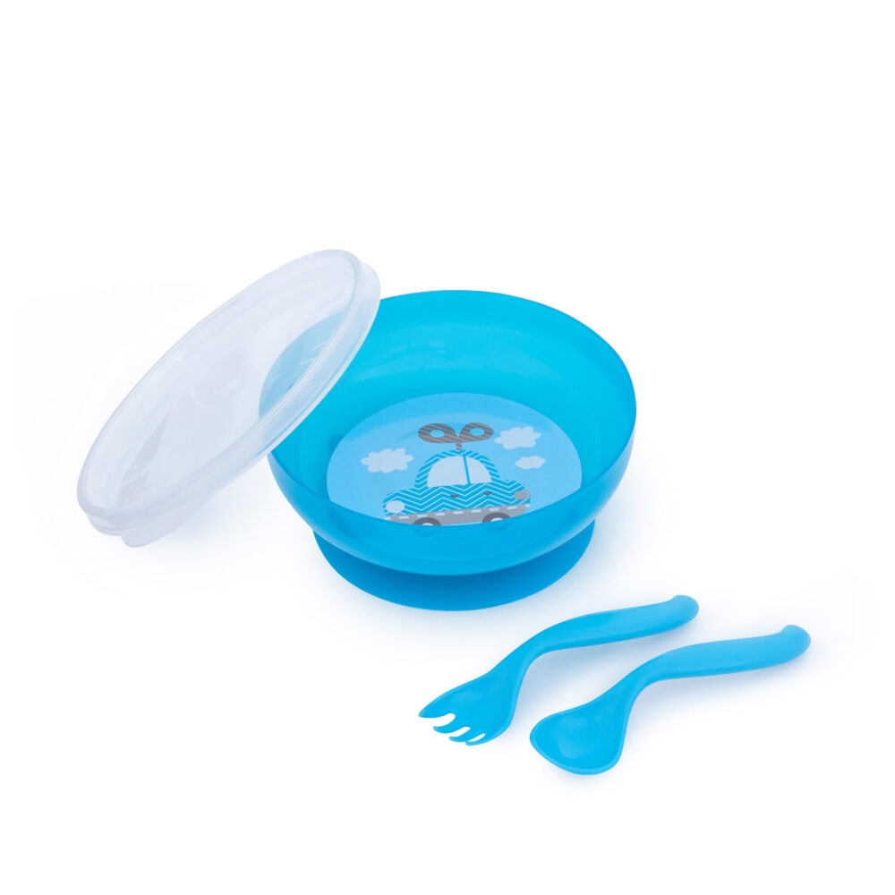 Canpol bol avec couverts et couvercle 350ml bleu 21/300