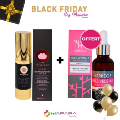 HERBÉOS Élixir Lift Sérum régénérant anti-âge 30 ml + Huile De Rose Musquée 30 ml (Offert)