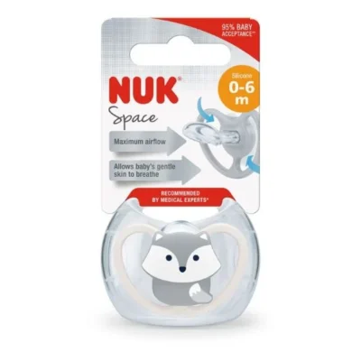 NUK Sucette Space Gris avec Boite 0-6 Mois