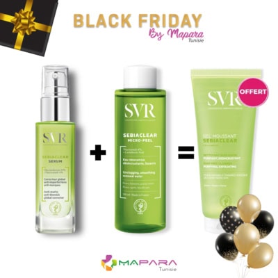 SVR Sebiaclear Serum 30ml + SVR Sebiaclear Micro-Peel 150ml + SVR Sebiaclear Gel Moussant 200ml (Offert)