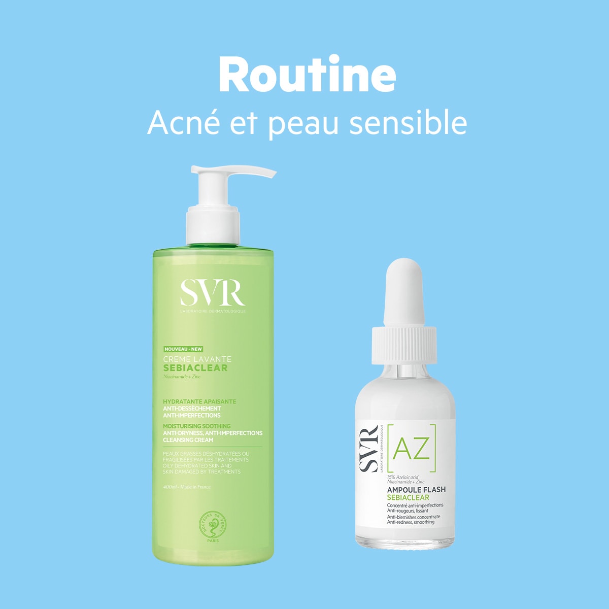 SVR - Gel Moussant Visage & Corps Anti-Imperfection Sebiaclear - Pour Peau  Sensible, Mixte à Grasse, à