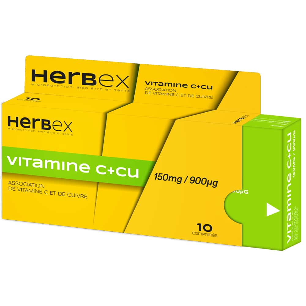 Herbex vitamine c+cu 150 mg/ 900 μg 10 comprimés