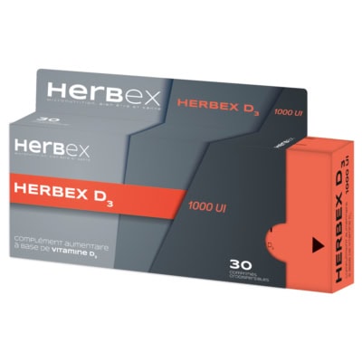 Herbex Vitamine D3 1000 UI 30 comprimés